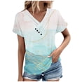 thumbnail image 2 of Fiudx Ofertas y Liquidaciones Top/Camisa de Manga Corta con Cuello En V Plisado Estampado de Verano para Mujer, 2 of 5