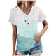 thumbnail image 2 of Fiudx Camisetas para Mujer Top/Camisa de Manga Corta con Cuello En V Plisado Estampado de Verano para Mujer, 2 of 5