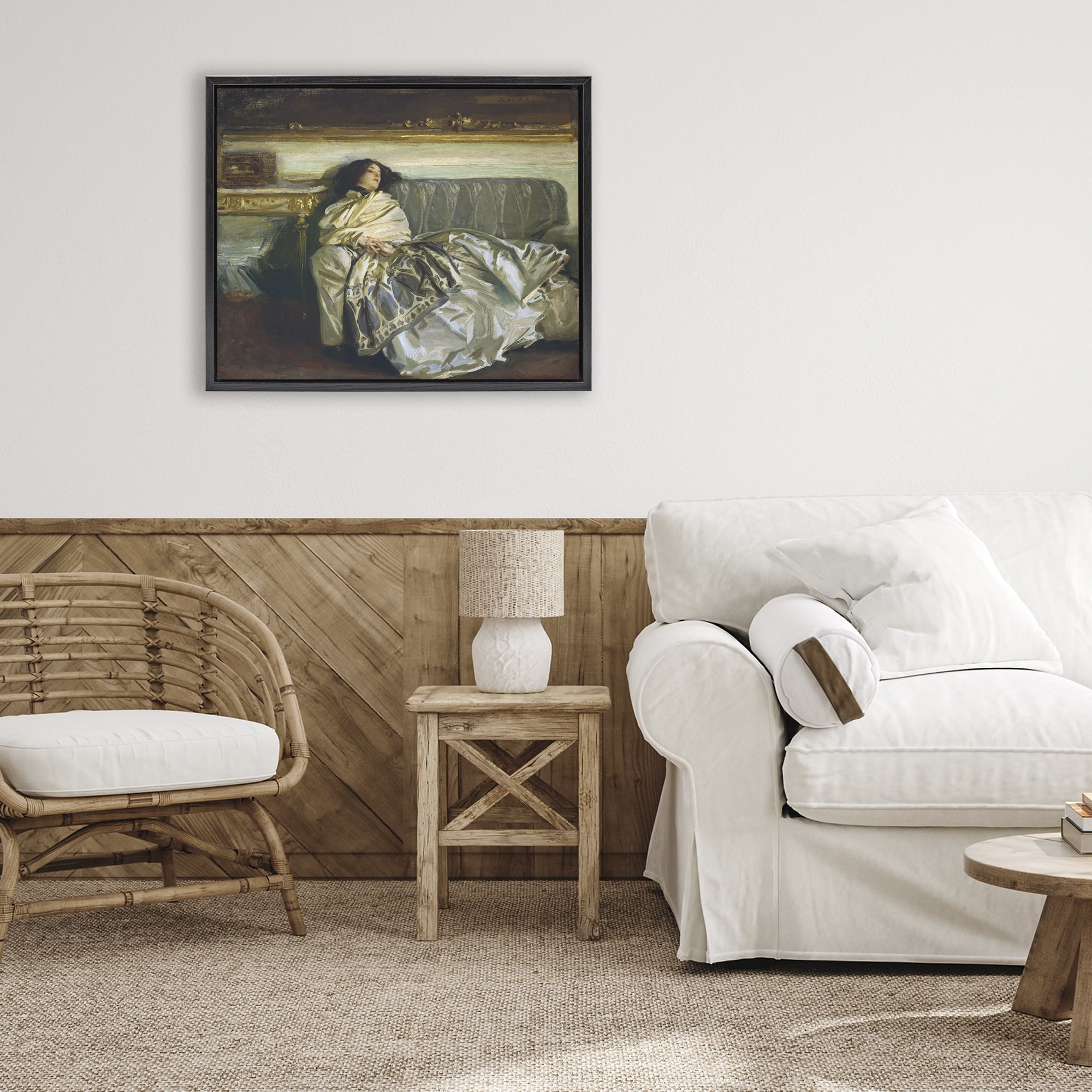 Stupell Industries Restful Woman Classic Black Framed Floater Canvas Wall Art, design by Lil' Rue