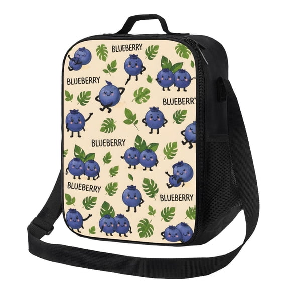 Cute Blueberry Fruit Lunch Bag Insulated Thermal Lunch Box with Shoulder Strap & Handle for Women and Men