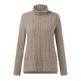 thumbnail image 4 of idosla Womens Tunic Tops Turtleneck Long Sleeve Shirts Oversized Fall Sweaters Side Split High Low Hemline (Coffee, XXL), 4 of 4