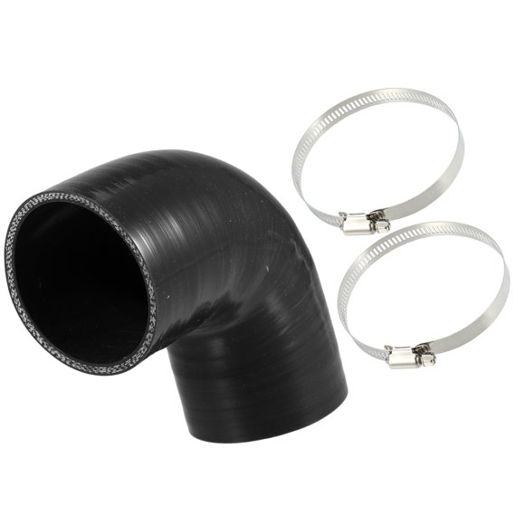 Unique Bargains 70mm 2.75' ID 90 Degree Elbow Engine Silicone Hose Black for Car Intercooler Intake Piping with 2 Pcs Clamps
