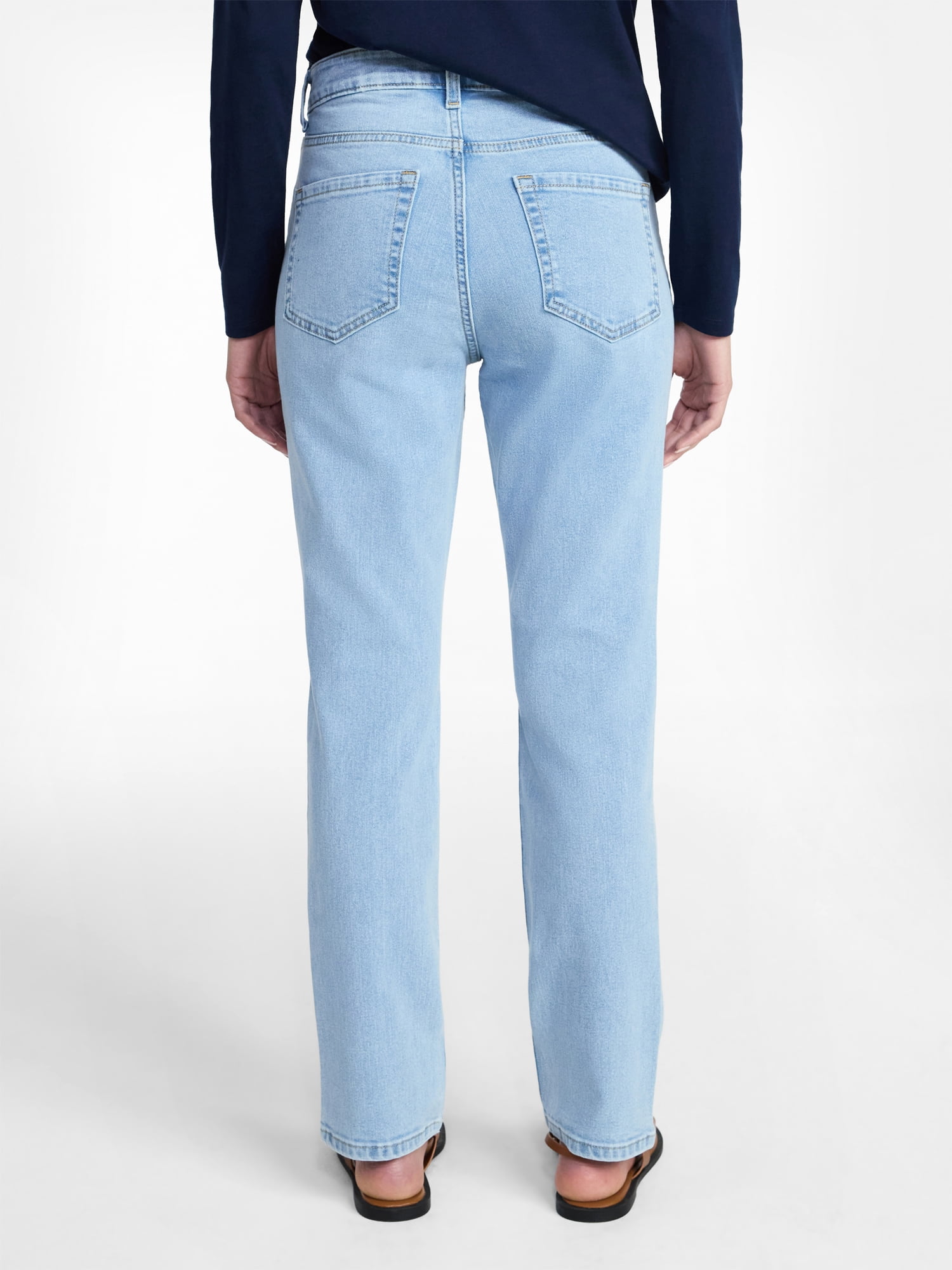 Time and Tru Women's High Rise Curvy Straight Leg Jeans, 29" Inseam, Sizes 0-22