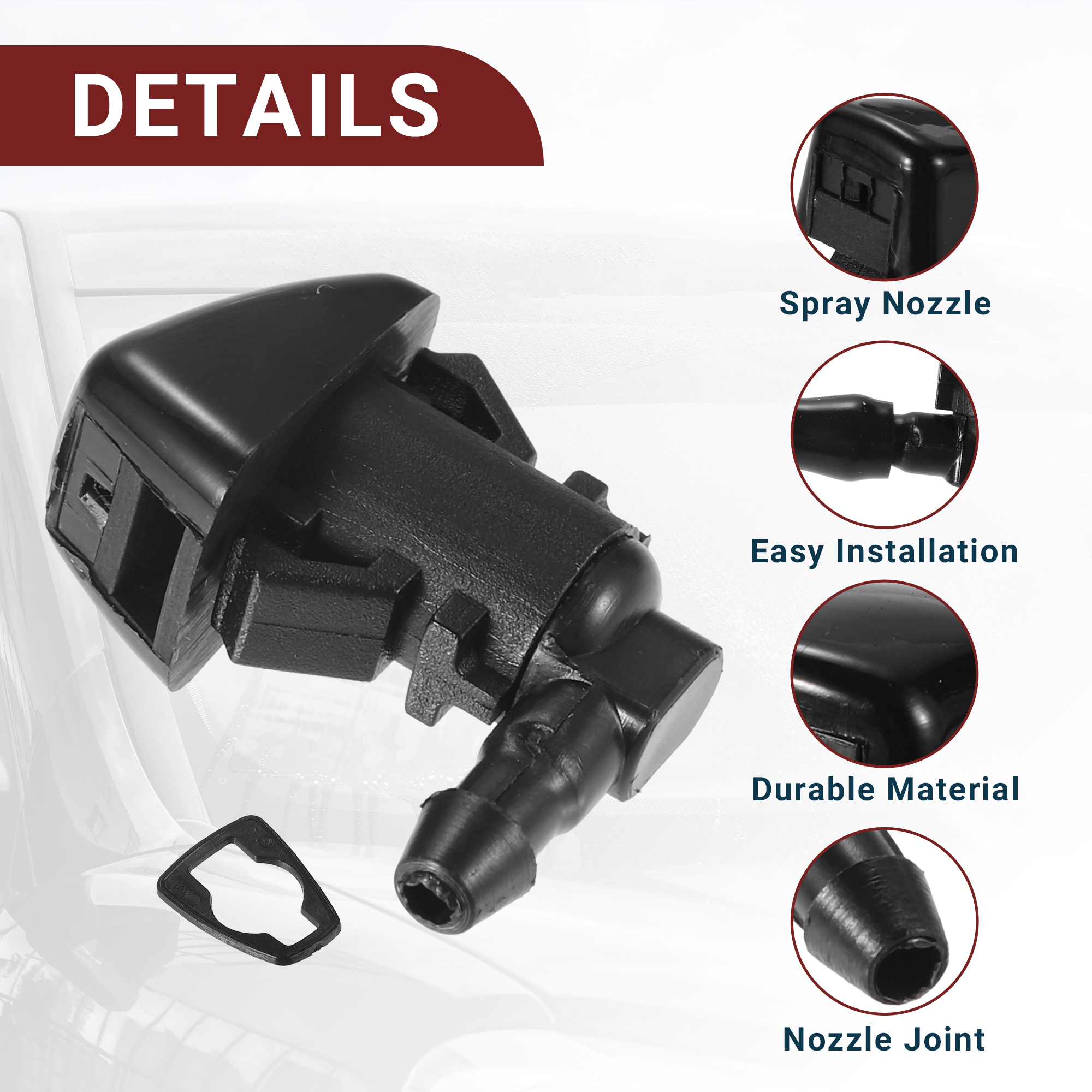 Unique Bargains Windshield Washer Nozzle for Ford Edge Black with Hose and Connectors
