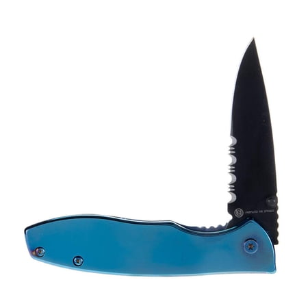 Western Fashion Circle SH Metallic Blue Folding Knife