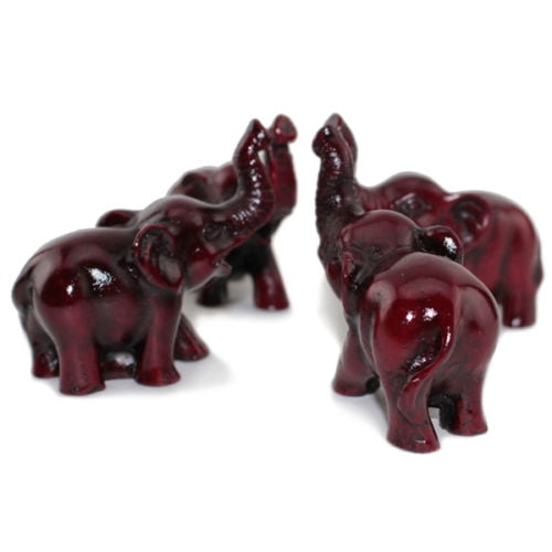 Set Of 4 Feng Shui Red Elephant Statues Wealth Lucky Figurines Home Decor Housewarming Congratulatory Gift Com - Elephant Statue Home Decor