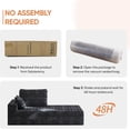 thumbnail image 3 of Flannel Fabric Chaise Lounge, No Assembly Required and Space Saving, Black, 3 of 6