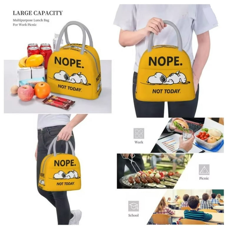 Snoopy Lunch Bag Tote Yellow Insulated Cooler Bag 