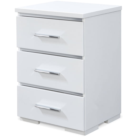 Finch Belmont Contemporary Nightstand End Table with 3 Drawers, White
