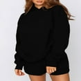 thumbnail image 2 of Casual Solid Color Hooded Sweatshirt and Loose Shorts Set for Women, 2 of 7