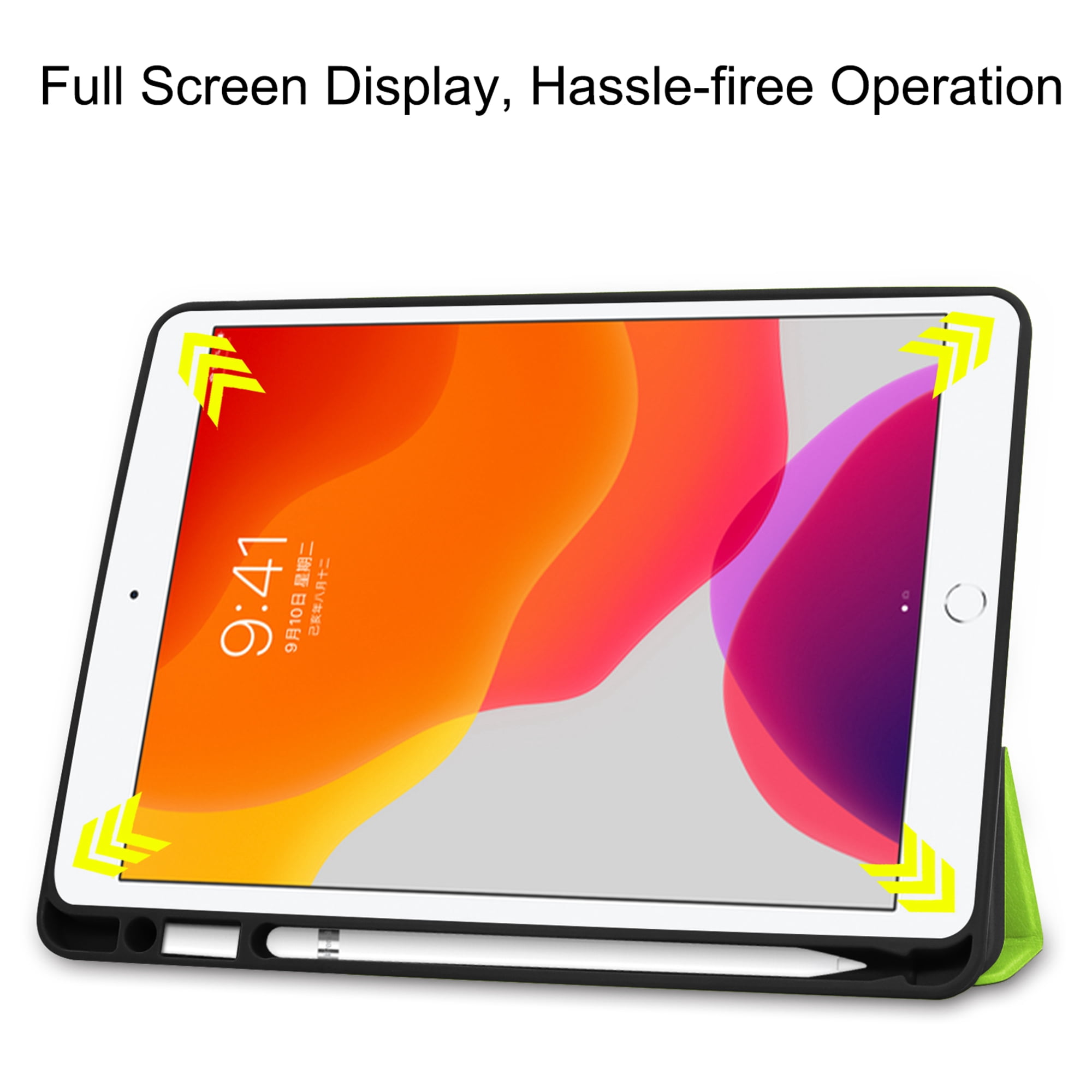 Dteck iPad 10.2 Case with Pencil Holder, iPad 7th Gen Case, Slim Fit PU Leather Trifold Smart Case Auto Wake Sleep, Flexible TPU Matte Back Cover For Apple iPad 7th Generation 10.2'' 2019, Green
