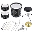 thumbnail image 5 of Yescom 3pcs Junior Kid Children Drum Set Kit Sticks Throne Cymbal Bass Snare Seat Black, 5 of 12