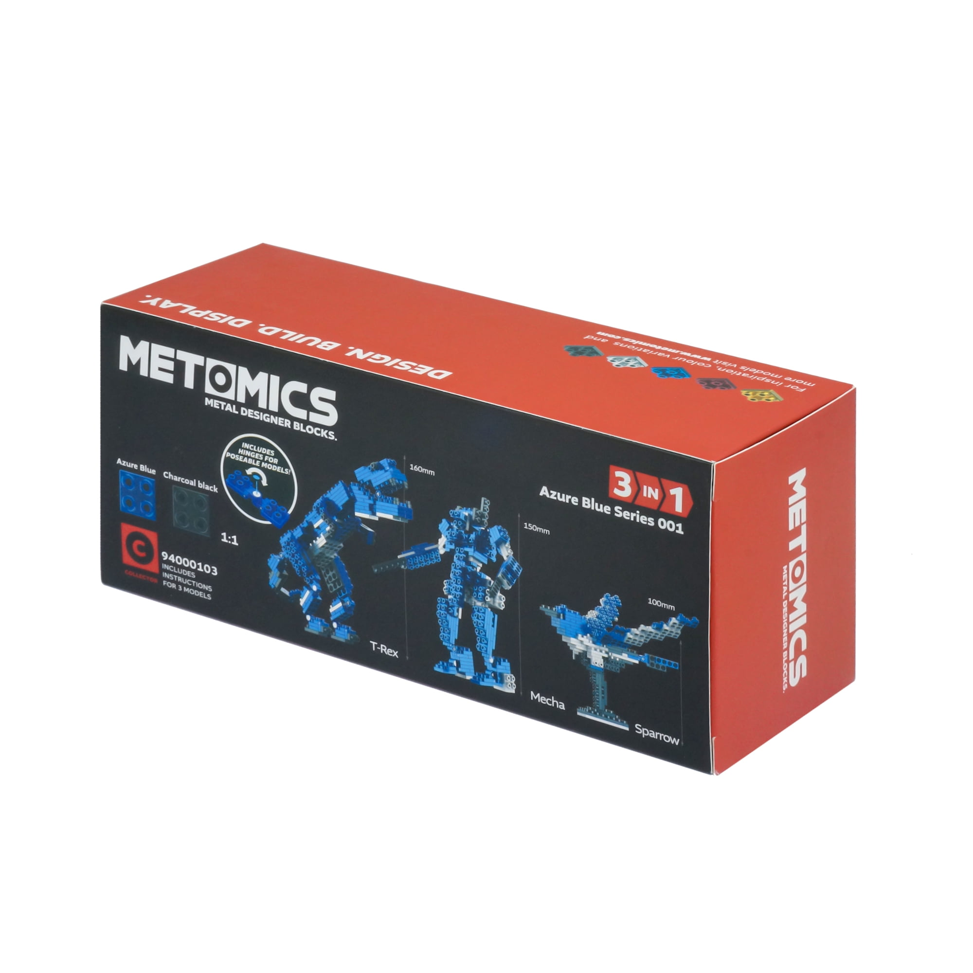 Collector 3-in-1 Series 001 Set Azure Blue T-Rex, Mecha, and Sparrow 290 pcs