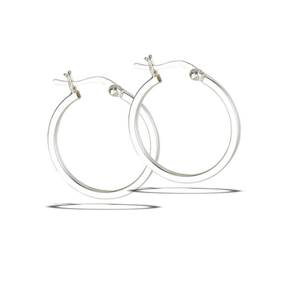Boxed Hoop Thick High Polish .925 Sterling Silver Earrings Jewelry Female Unisex
