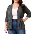 thumbnail image 6 of Casual Cardigans for Women Solid Color Plus Size Cardigan With Three-quarter Sleeves for Daily Wear, 6 of 7