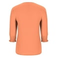 thumbnail image 5 of EchfiProm Womens V-Neck T-Shirts Orange Plain Tops Fall Pullover 3/4 Sleeve Relaxed Fit for Women, 5 of 7