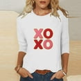 thumbnail image 4 of RKSTN Valentine's Gifts Women's 3/4 Sleeve T Shirts Top Oversized Crewneck Valentines Graphic Print Short Sleeve Shirt Womens Casual Solid Round Neck Loose Three Quarter Sleeve Shirt Spring Clothes, 4 of 7