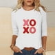 thumbnail image 4 of RKSTN Valentine's Gifts Women's 3/4 Sleeve T Shirts Top Oversized Crewneck Valentines Graphic Print Short Sleeve Shirt Womens Casual Solid Round Neck Loose Three Quarter Sleeve Shirt Spring Clothes, 4 of 7