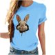 thumbnail image 5 of Tops de Cuello Alto para las Mujeres Amante Impreso Camiseta Cuello Redondo Manga Corta, Poliéster Spandex, 5 of 7