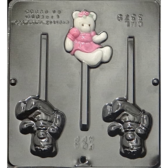 3379 Girl Teddy Bear Lollipop Chocolate Candy Mold