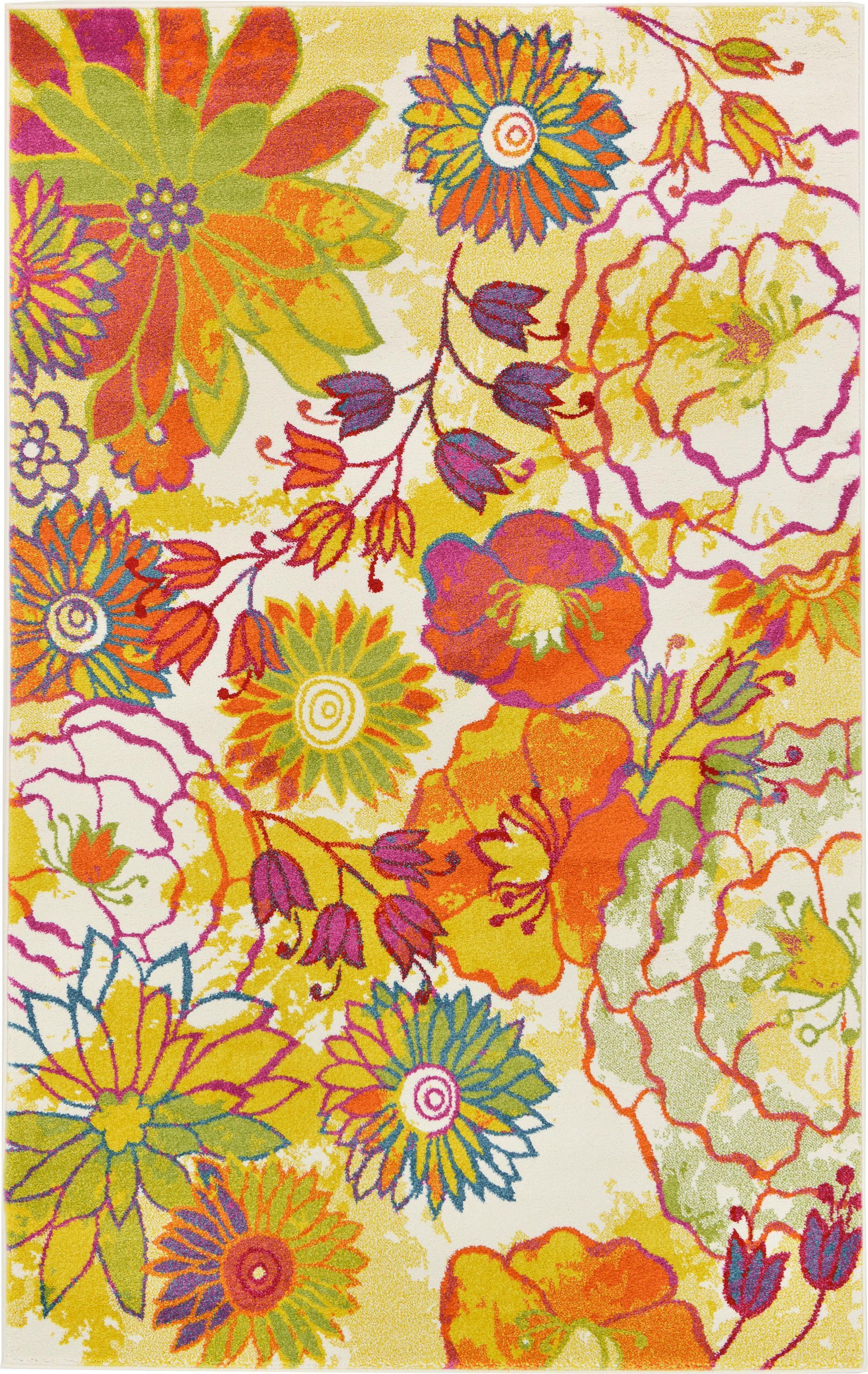 Unique Loom Kennedy Lyon Modern Floral Area Rug or Runner