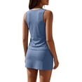 thumbnail image 6 of Abomasnow Women's Two Piece Skirt Sets Short Sleeve Crewneck Tank Tops Elastic High Waisted Drawstring Skirts Casual Summer Beach Vacation Outfits Tennis Skirt Set, 6 of 7
