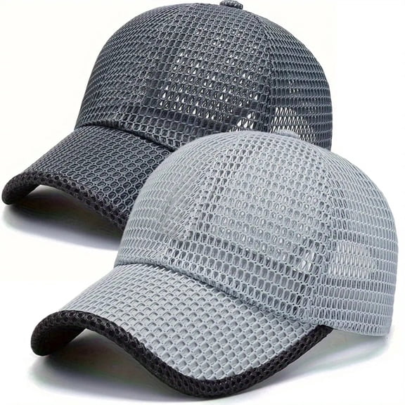 Mesh Baseball Caps for Men Women, Leisure Sunscreen Fishing Breathable Hat Duck Tongue for Summer Outdoor Daily Casual Wear, 2pcs