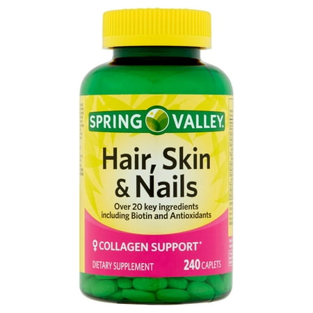 Spring Valley cheveux, peau et ongles plus Biotin Compléments alimentaires caplets, 240 count