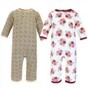 Hudson Baby Infant Girl Premium Quilted Coveralls, Autumn Rose, 0-3 Months