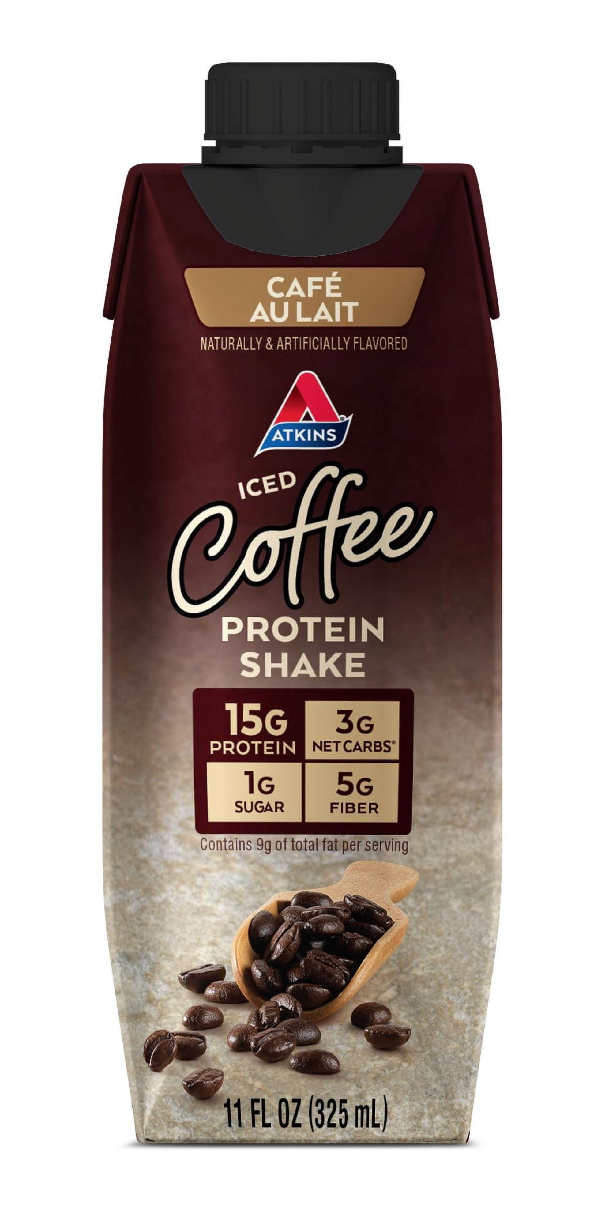 Atkins Iced Coffee Protein Shake, Cafe Au Lait, Keto Friendly, 11 oz, 12 Count