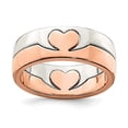 thumbnail image 2 of Sterling Silver Rose-tone Double Heart Ring Size 6, 2 of 4