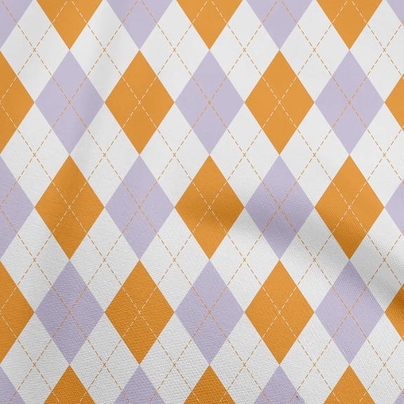 oneOone Cotton Poplin Orange Fabric Check Argyle Dress Material Fabric Print Fabric By The Yard 56 Inch Wide