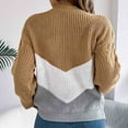 thumbnail image 5 of Riecok Plus Size Sweater for Women Long Sleeves Crewneck Color Block Fall and Winter All-match Casual Fashion Knit Tops Sweaters Khaki M, 5 of 8