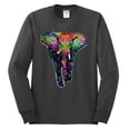 thumbnail image 2 of Wild Bobby, Colorful Rainbow Floral Elephant Animal Lover Mens Long Sleeve Shirt, Charcoal, 2XL, 2 of 3