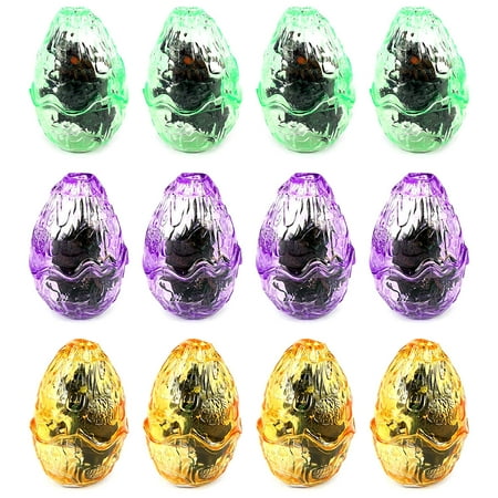 12 PCS Jurassic Prehistoric Dino Clear Egg Toy Dinosaur Animal Figure Playsets w/ Clear Egg Case, Dinosaur Figure (Colors May Vary)