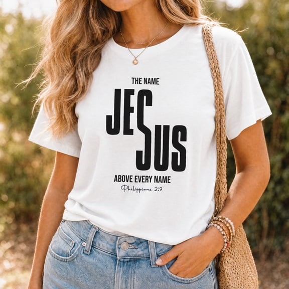 Jollimate The Name Above Every Name Jesus Shirt, Christian Graphic Tee, Philippians 2:9 Bible Verse T-Shirt, Faith Gift