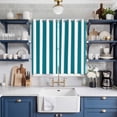 thumbnail image 2 of Teal Striped Kitchen Curtains 84 Inch Length, Simple Art Vertical Stripe Farmhouse Grommet Top Bedroom Living Room Curtains, Light Filtering Cafe Curtain Drapes 2 Panels Set 104''x84'', 2 of 9