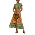 thumbnail image 1 of Women Bohemian Maxi Dress V-Neck Summer Casual Dresses Empire Waist Sundress, 1 of 4