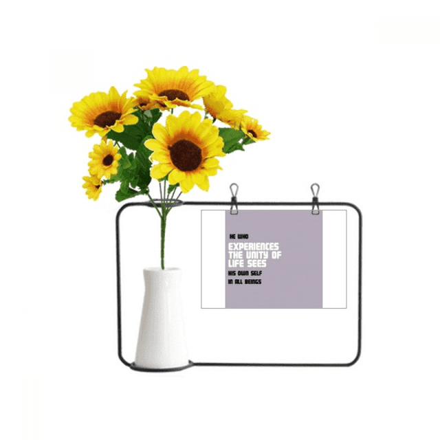 Ver el youself en seres Buda cita el budismo Tarjeta de bendición de jarrón de girasol artificial