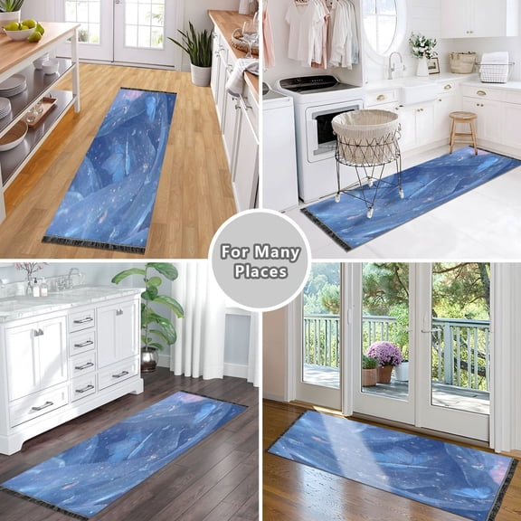 Vintage Modern Runner Rug,Non Slip Machine Washable 72"x23.5" Polyester Material Pet-Friendly Durable,Applicable to Entryway Rug Living Room Rug Heart-shaped Pattern