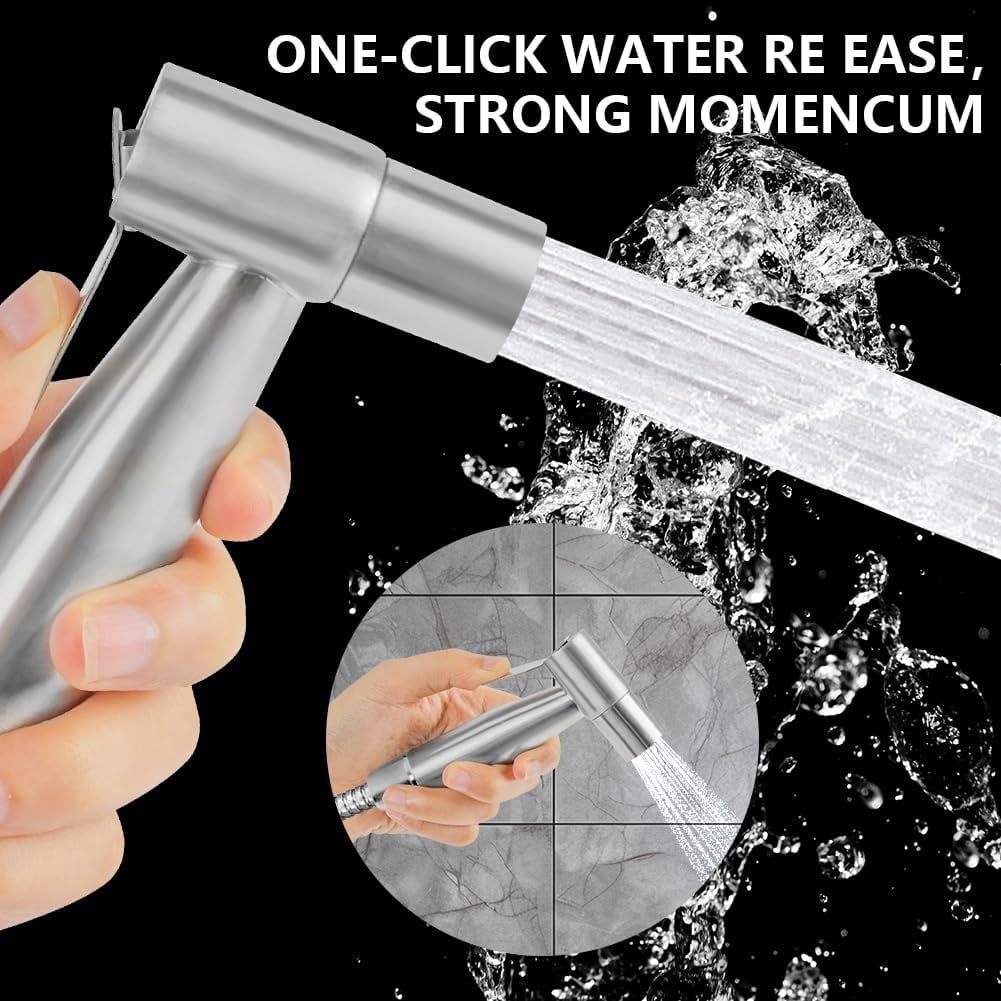 Portable Bidet Sprayer Kit  Stainless Steel Bidet Shower Head with Hose  Handheld Toilet Bidet Sprayer Kit  Hand Held