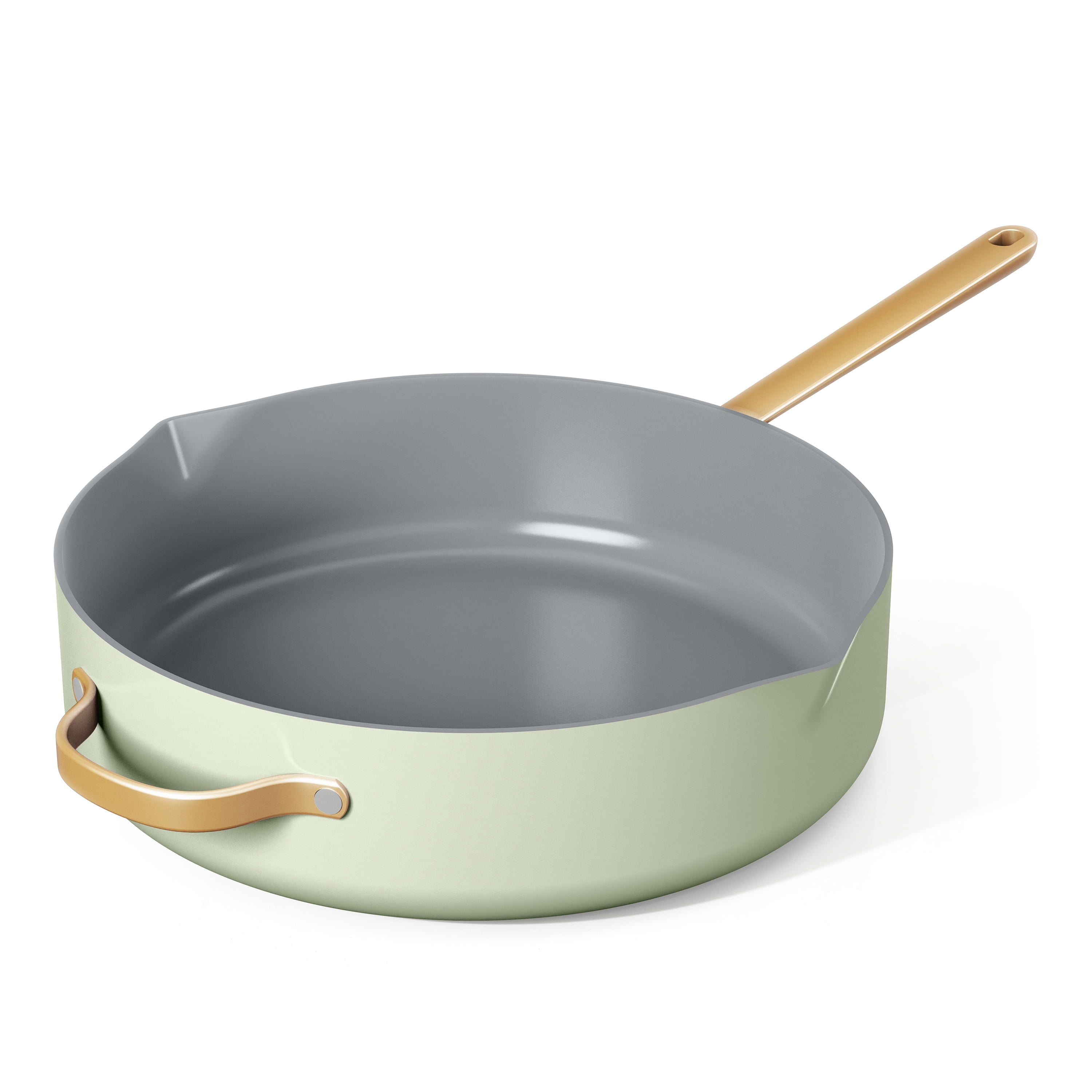 Beautiful 5.5 Quart Saute Pan with Strainer Lid and EverGood Nonstick Coating, Sage Green by Drew Barrymore