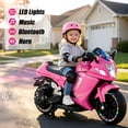 thumbnail image 3 of Xuanlur 24V Electric Motorcycle for Kids, Kids Motorcycle with Training Wheels, LED Light Up Wheels, Dual 390 Motors, Speed Up to 7 mph, Bluetooth Music, Ride On Toy for Kids 3-8 Years Old, Pink, 3 of 8