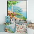 thumbnail image 2 of Designart 'House With Colorful Flowers Near The Sea V' Nautical & Coastal Framed Canvas Wall Art Print, 2 of 5