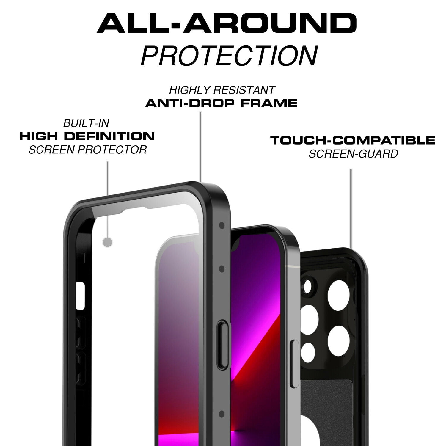 For Apple iPhone 13 Pro Max Waterproof Case, BEASTEK NRE Series, Shockproof Underwater IP68 Certified Case, with Built-in Screen Protector Full Body For Apple iPhone 13 Pro Max Waterproof Case, BEASTEK NRE Series, Shockproof Underwater IP68 Certified Case, with Built-in Screen Protector Full Body