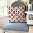 thumbnail image 3 of Block Print Throw Pillow Covers 18x18 Inch Set of 2 Red and Blue Vintage Boho Floral Outdoor Decorations Decorative Throw Pillows Cases Cushion Covers for Home Living Room Couch Decor, 3 of 6