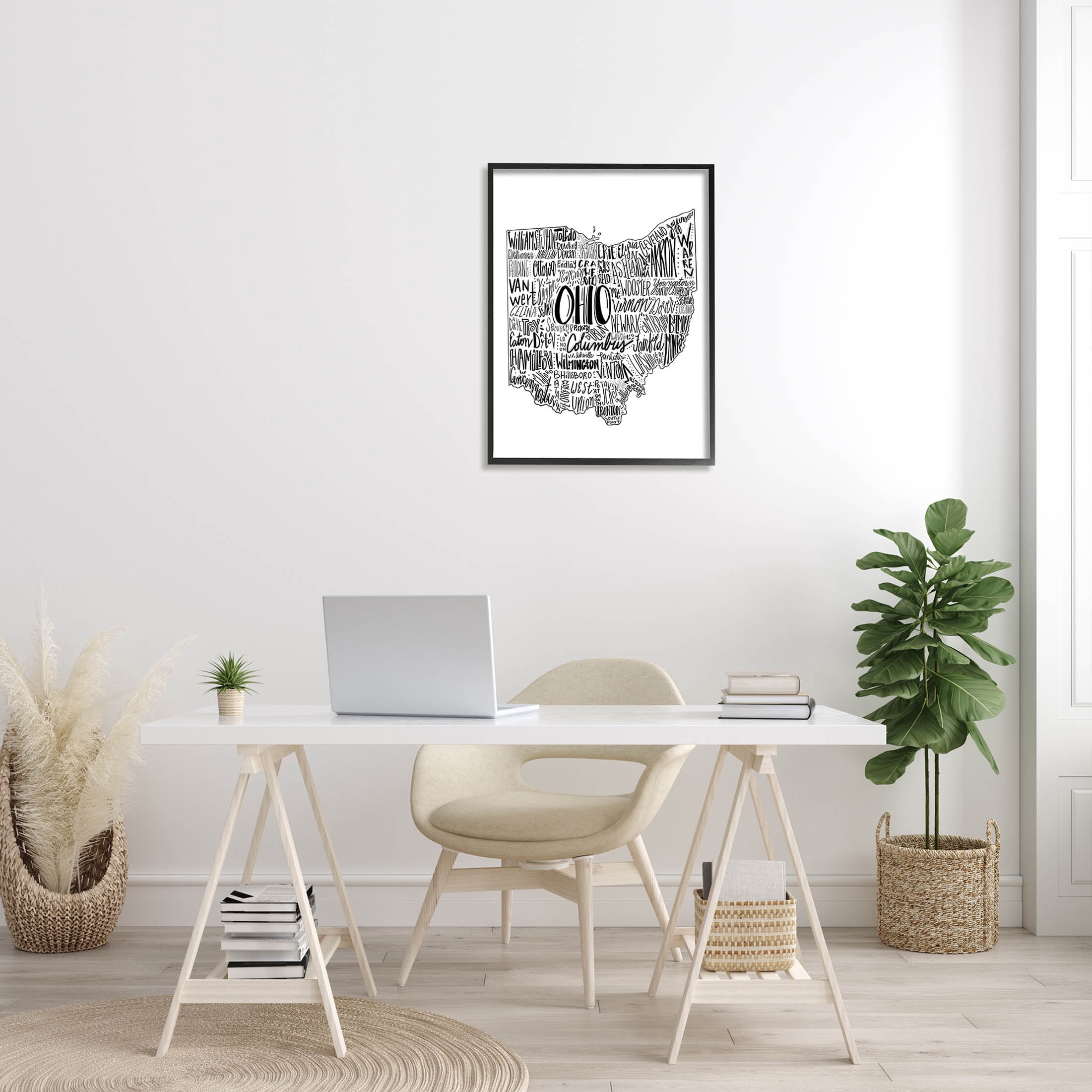 Stupell Industries Typography Cities Ohio State Graphic Art Black Framed Art Print Wall Art, Design by The Saturday Evening Post