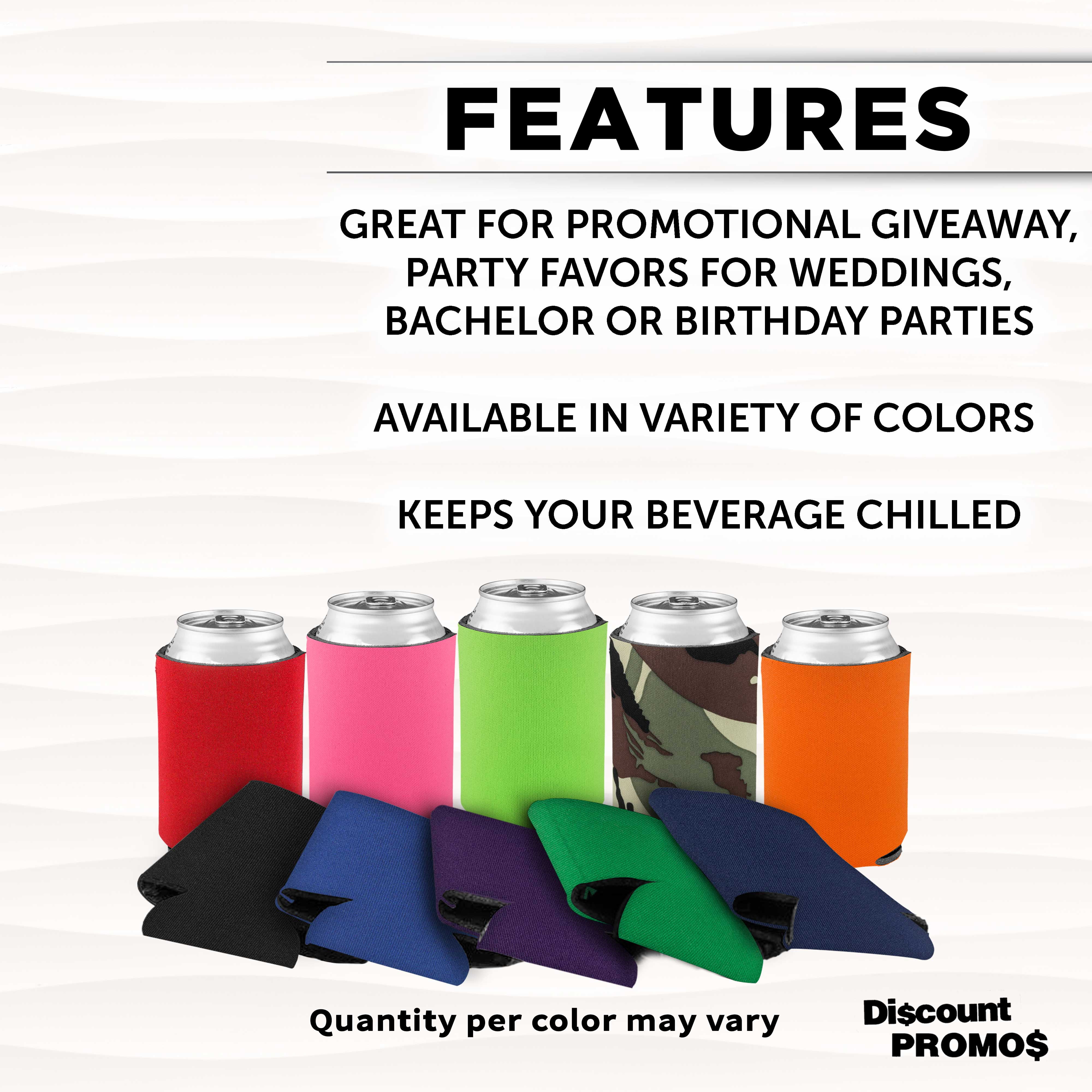 Can Coolers - Set of 50 - Assorted Premium Collapsible Cooler Cans And Bottles Holder - Beer Drink Insulator Sleeve - Assorted (Colors May Vary)