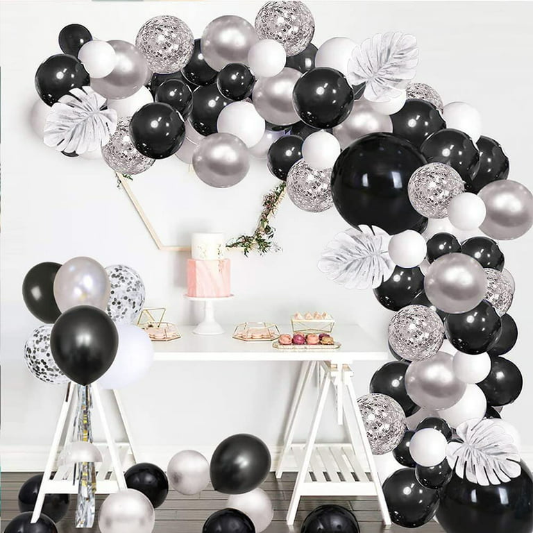 Black Silver White Birthday Decorations  Ballons Birthday Decoration Black  White - Ballons & Accessories - Aliexpress