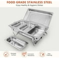 thumbnail image 4 of EVGTTI 10 Pack Chafing Dish Rectangular 8QT Full Pan×4+1/3 Pan×4+Round 6QT×2 Chafers Stainless Steel Catering Buffet Warmer Set for Parties,Events,Wedding,Dinner, 4 of 6